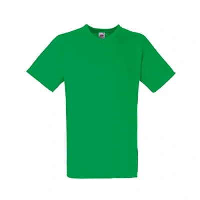 Imagen de Fruit Of The Loom Camiseta para hombre, manga corta, cuello de pico verde suave L