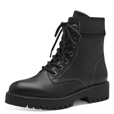 Imagen de s.Oliver Botas Planas de Encaje para Mujer 5 25213 41, Cortas al Tobillo, Negro, 39 EU