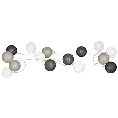Imagen de levandeo guirnalda de luces led, 15 unidades, bolas algodón, farolillos en gris, blanco, algodón decorativa