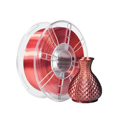 Imagen de iBOSS filamento de impresora 3D PLA, PLA seda doble color 1,75 mm, impresión brillante coextrusión 1 kg (2,2 libras), bicolor negro rojo