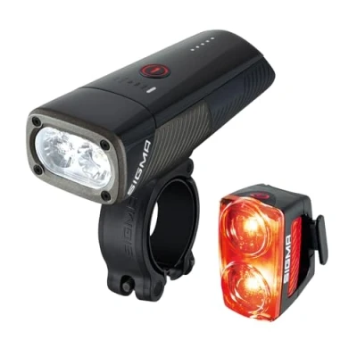 Imagen de Sigma Juego Buster 1600 / RL 150 Luces LED Delanteras y traseras lúmenes de Bicicleta a Pilas con Seis Modos iluminación