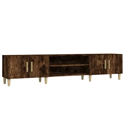 Imagen de vidaXL Mueble para TV Madera contrachapada Roble Ahumado 180x31,5x40cm