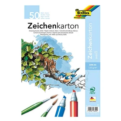 Imagen de Folia Bringmann 8300 Papel de dibujo (tamaño A4, 120 g/m², 50 folios)