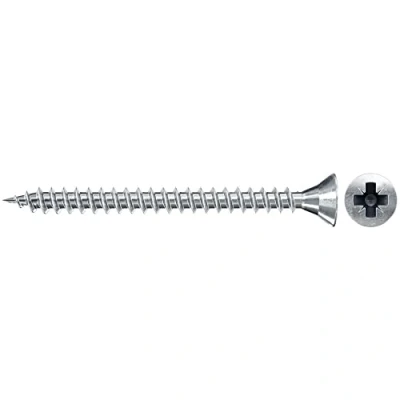 Imagen de fischer Tornillo de aglomerado 6,0 x 50 cabeza avellanada azul galvanizado rosca completa Phillips PZ