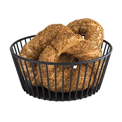 Imagen de cesta de malla metálica redonda APS &quot;Urban&quot;, resistente, Ø 20 cm x H: 8,5 cm, panera, frutas, verduras, apilable, apta para el lavavajillas, negra