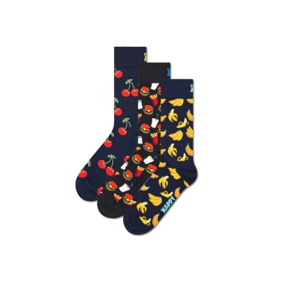 Imagen de Happy Socks pack de 3 calcetines algodón estampados con comida, divertidos y originales hamburguesas