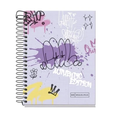 Imagen de Miquelrius Cuaderno A6, Rayas 7 mm, tapa dura, Libreta A6 con 120 hojas microperforadas, 4 colores para organizar, Papel Extra Opaco 70 g/m², Sin taladros
