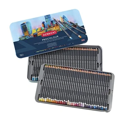 Imagen de Derwent Procolour Juego de 72 Lápices Colores Textura Suave Calidad Profesional en 1 Caja Metálica, 4 mm