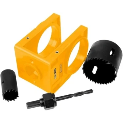 Imagen de Tolsen Kit de instalación cerradura puerta, juego herramientas montaje puerta madera ajustable para instalar cerrojos y cerraduras