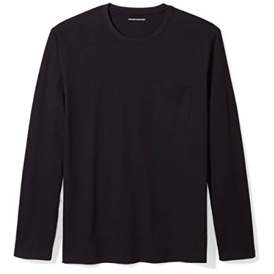 Imagen de Amazon Essentials Camiseta de Manga Larga Ajuste Normal Hombre, Negro, S