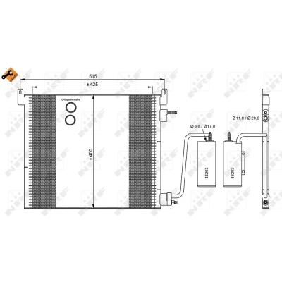 Imagen de NRF EASY FIT 35741 Condensador con juntas secador 11,8 8,6 Aluminio 425 SAAB: 9 3 Berlina, Familiar, OPEL: Vectra C Berlina