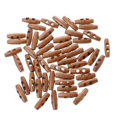 Imagen de Xuniu 50 Piezas Botones de palanca madera 2 agujeros 30 mm abrigo costura Ropa Accesorios Artesanía