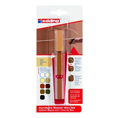 Imagen de edding 8901 juego de cera reparadora muebles negro para rellenar y reparar arañazos agujeros en otras superficies madera