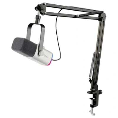 Imagen de FIFINE XLR micrófono de transmisión con brazo para podcast Studio, USB dinámico, gaming, PC botón silencio, tarjetas sonido PS4/5 Mac, color blanco