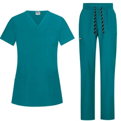 Imagen de B well Bella Uniformes Sanitarios Mujer Casacas Sanitarias y Pantalón Pijama Sanitario Uniforme Enfermera, Caribe, XL