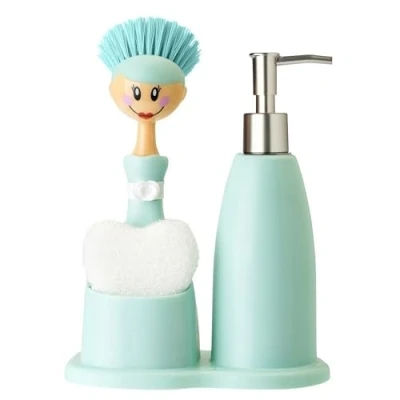Imagen de VIGAR Dolls Set Fregadero con Cepillo, dosificador para jabón, Material: Outer Fabric: 80%, 20% poliesterinner Esponja: 100% poliuterano, Resto: ABS, Nylon, Silicona, Pet, Azul y Blanco,