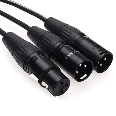 Imagen de NANYI Cable de micrófono Cables conexión XLR a XLR, hembra 3 pines macho y adaptador doble 0,5 metros