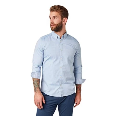 Imagen de TOM TAILOR 1008320 Camisa Slim Fit de Algodón para Hombre, Azul (15837 Light Blue Oxford), XXL
