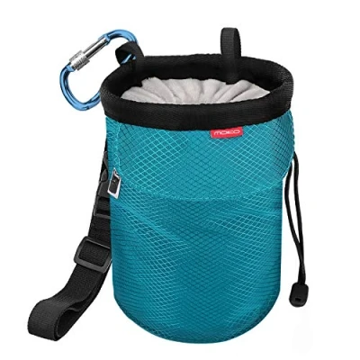 Imagen de MoKo Bolsillo de Tiza con Cinturón Ajustable y Mosquetón Cordón para Deportes, Bolsa Magnesio al Aire Libre Escalada en Roca, Levantamiento Pesas, Gimnasia Azul Claro