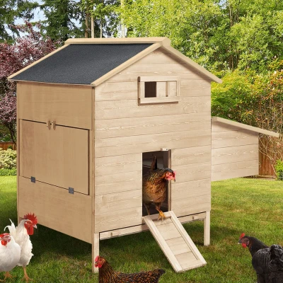 Imagen de IDMarket Gallinero Chalet XL para gallinas con ponderero de madera