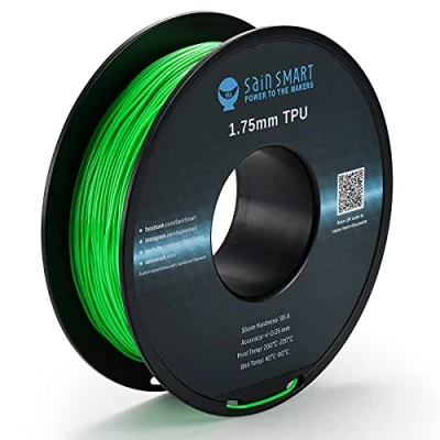 Imagen de SainSmart Filamento flexible de poliuretano termoplástico con impresión 3D, 1,75 mm, 0,8 kg, precisión dimensional +/ 0,05 mm (verde neón)