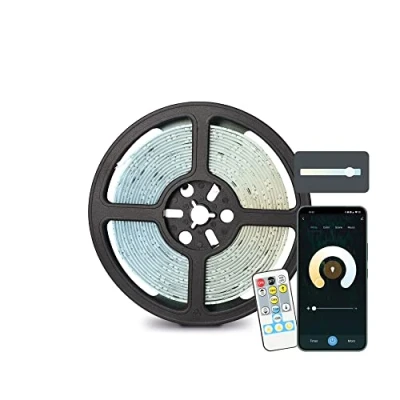 Imagen de KSIX Tira SmartLED 5m, Recortable, 1000 lm, App propia, Compatible con Alexa, Google Home, Siri, Blancos Cálidos/Fríos/Neutros CCT