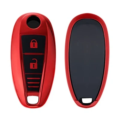 Imagen de kwmobile Carcasa para Mando Compatible con Suzuki Sport Llave de Coche Keyless Go 2 Botones Funda Llaves TPU Rojo Brillante