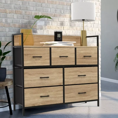 Imagen de Baúl de tela 7 cajones UTAH 100 cm mueble almacenamiento diseño industrial