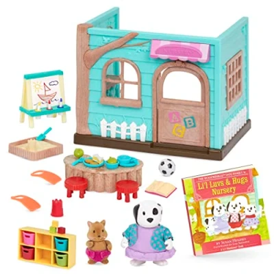 Imagen de Li’l Woodzeez Variety Lil Toy Preschool Animal Figurine Playset Storybook Bundle 3 Years + Li&#039;l Luvs &amp; Hugs Nursery Deluxe, Multicolor, M (Branford WZ6821SZ)