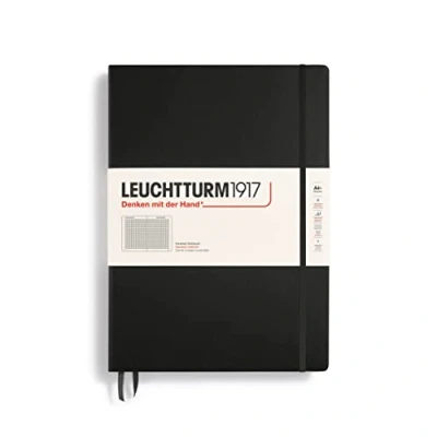 Imagen de LEUCHTTURM1917 307959 Libreta de notas Master Classic (A4+) tapas duras, 235 páginas numeradas, negro, cuadriculada
