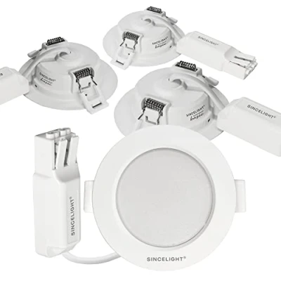 Imagen de SINCELIGHT Focos LED de Techo, Empotrable, Downlight para orificios 65mm/2.5inch, Perfil ultra fino Techo/Armario/Vitrina, Color Verdadero, Alta RA≈92, Blanco Frío 6000K, Pack 4