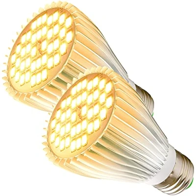 Imagen de MILYN lámpara LED para plantas, 2 paquetes de 40 ledes, luz solar, espectro completo, E27, 30 W, cultivo plantas interior, hidroponía, invernadero, suculentas, verduras y flores