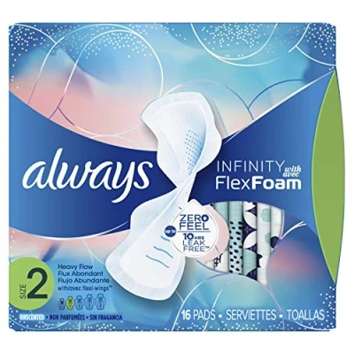 Imagen de Always Infinity Almohadillas femeninas tamaño 2 con alas, súper absorción, sin perfume, 16 unidades (el embalaje puede variar)