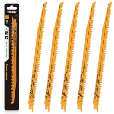 Imagen de TOLESA Hojas de Sierra Sable para Poda Madera 300mm 5 TPI Construcción Verde y Corte Tubos PVC CRV Dientes Afilados Rectificados
