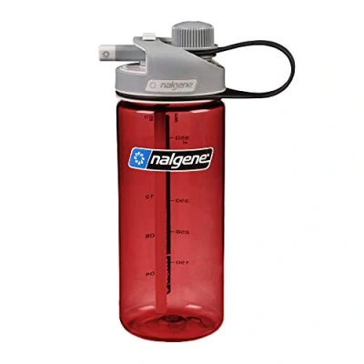 Imagen de Nalgene Sustain Tritan Botella de agua multibebida sin BPA fabricada con material derivado del 50% residuos plástico, 20 onzas, color rojo