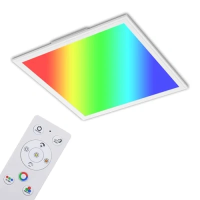 Imagen de Briloner Lámpara de techo cuadrada (45 x 45 cm), panel led RGB CCT ultraplano, color blanco, control temperatura del (3000 6500 Kelvin), regulable, 2400 lúmenes