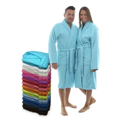 Imagen de LEBENGOOD Albornoz Unisex, Mujer y Hombre 100% Algodón Rizo Americano 400 gr con Cinturón, Bolsillos, Ducha, Bata Suave, Toalla (M, Turquesa)