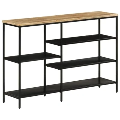 Imagen de vidaXL Mesa Consola Madera Maciza Mango Rugosa y Hierro 110x30x75 cm