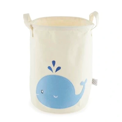 Imagen de Bieco Cesto para la ropa de bebé ballena, gran cesta almacenamiento niños, algodón y resistente al agua, guardar habitación los infantil, juguetes