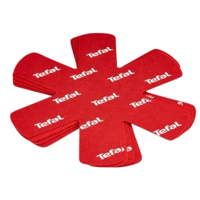 Imagen de Tefal Protector de Ollas y Sartenes K22030 Pack 4 unidades, previene arañazos, golpes marcas, apilables, Tela, Rojo, 38 x 36 0.15 cm