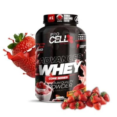 Imagen de WheyCore Proteinas Whey (2kg) Sabor Fresa, Zero Azúcar, 21g de Proteina, 66 Servicios Protein Concentrado y Aislado Suero para Masa Muscular en Polvo Batidos