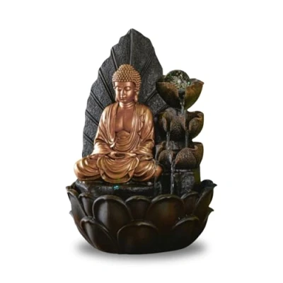 Imagen de ZEN&#039;LIGHT, Fuente de Interior Buda Hartha, Decoración Zen y Feng Shui, Regalo Original Buda, Iluminación Led Multicolor, Bomba Silenciosa, L 27 x 40 cm