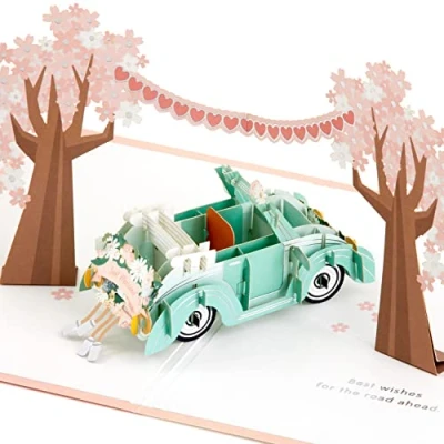 Imagen de Hallmark Signature Paper Wonder Tarjeta de boda (coche clásico, recién casado)
