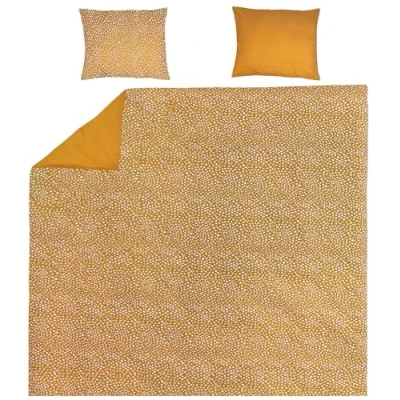 Imagen de Meyco Ropa de Cama Doble Home Cheetah/Uni (algodón, Material Transpirable, fácil Cuidado, práctica Tira Plegable, Dimensiones: 240 x 200/220 cm), Oro Miel