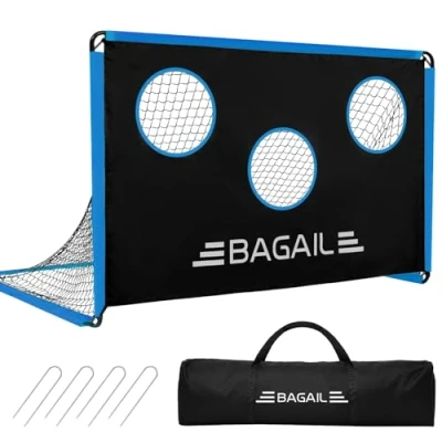 Imagen de BAGAIL Puerta de fútbol, La portería está diseñada para 2 en 1, con Bolsos portátiles, fácil ensamblar, Muy Adecuado Entrenamientos Tiro y competiciones Entretenimiento, 6 x 4 pies
