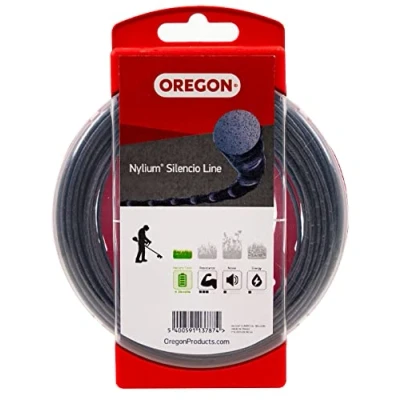 Imagen de Oregon Hilo para Desbrozadora Nylium Silencio, Cable de Repuesto Perfil Redondeado Desbrozadoras Batería, 1.6mm, Bobina 15m (800001)