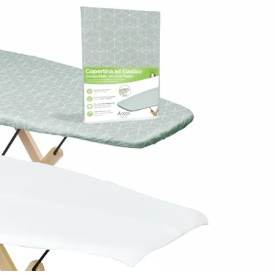 Imagen de ARCOL funda para tabla de planchar Foppapedretti, recambio con elástico, fabricada en Italia, 100% algodón (cubierta + muletón, verde, moderno)