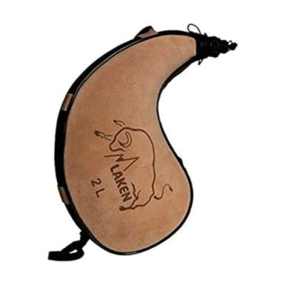 Imagen de LAKEN Bota de Vino Piel Curada Forma Curva, 2L Elegante y Funcional Duradera Fácil Limpiar Cantimplora