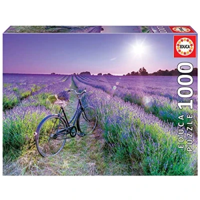 Imagen de Educa Puzzle de 1000 Piezas para Adultos Bicicleta en Campo Lavanda. Incluye Pegamento Fix Puzzle. A Partir 14 años (19255)
