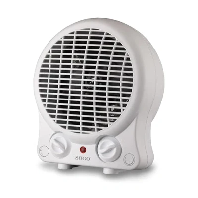 Imagen de SOGO Calefactor Pequeño Bajo Consumo Termoventilador Turbo Redondo, 2000W Blanco: Eficiencia y Potencia para Calentar Rápido tu Espacio. Operación Intuitiva, Diseño Seguro Eficiente. (SS 18306)